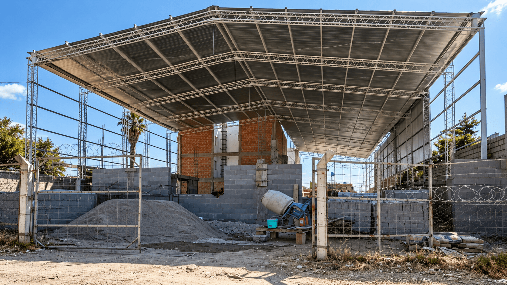Estructura metálica, Obra en ejecución